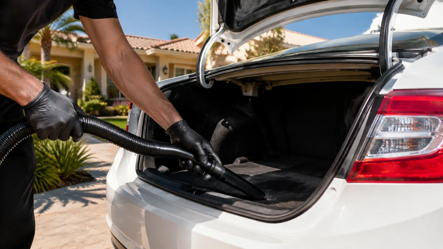 Outdoor mobile vehicle care in bright daylight