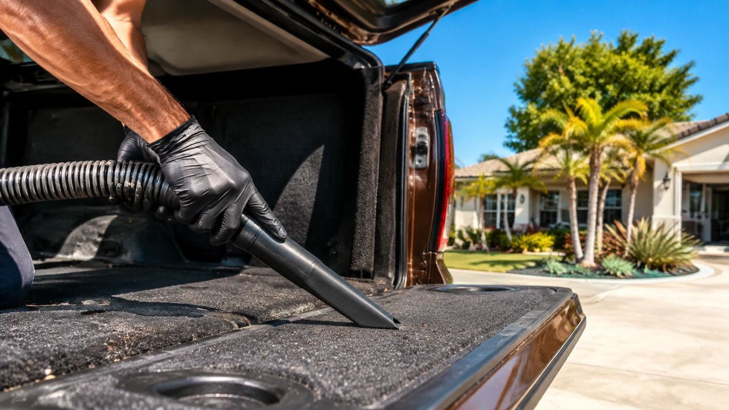 Outdoor mobile vehicle care in bright daylight