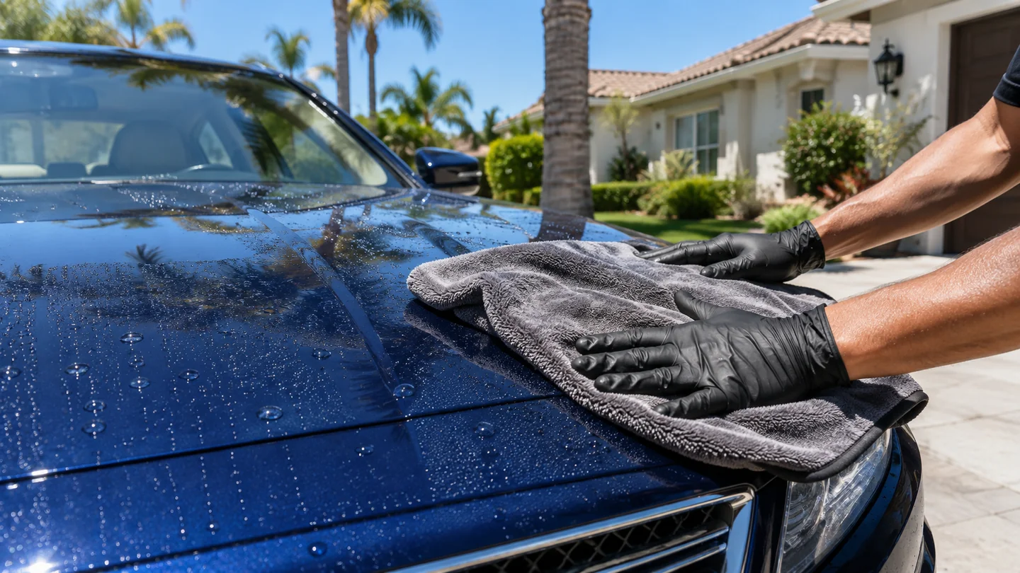 Outdoor mobile vehicle care in bright daylight