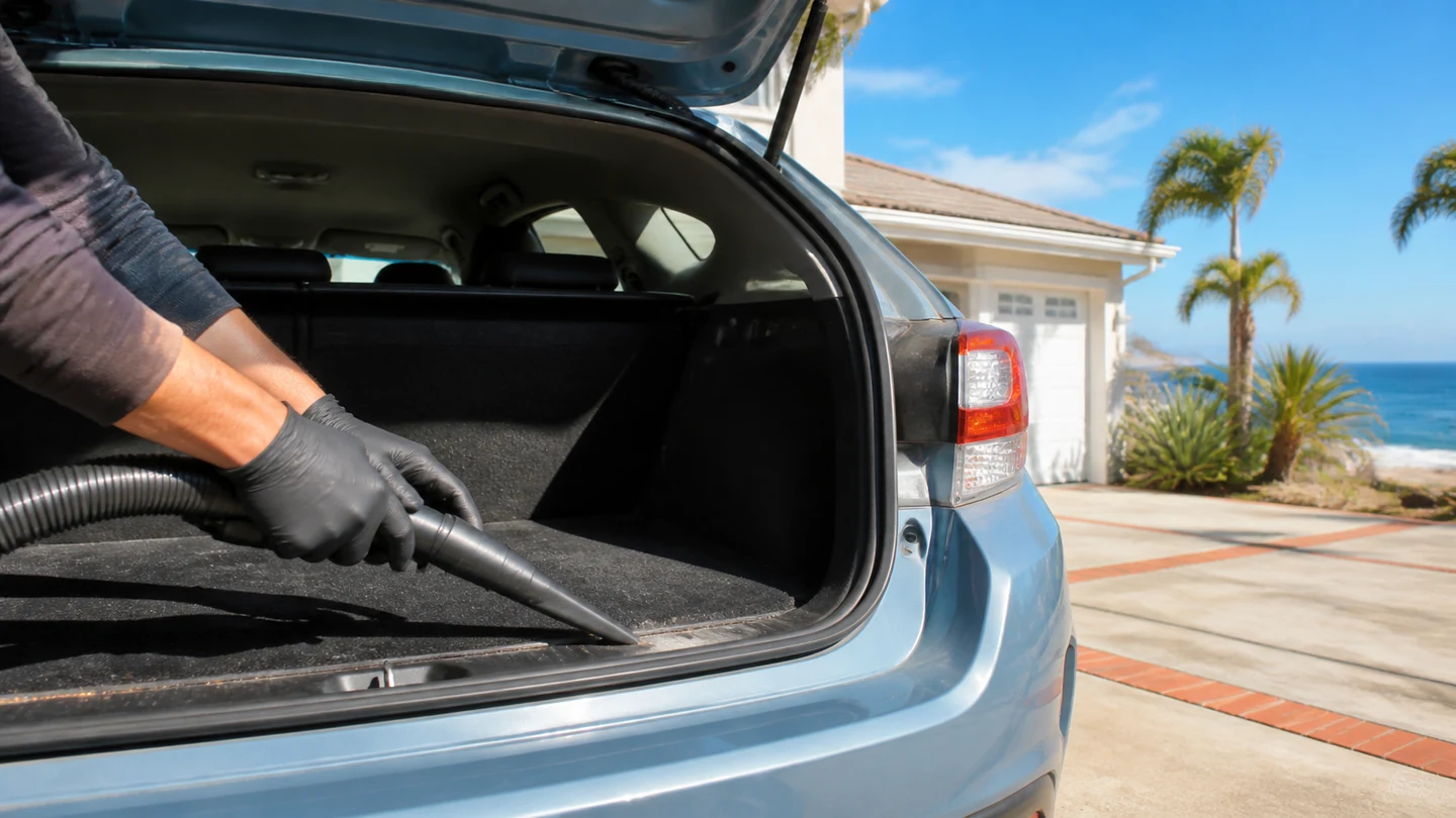 Outdoor mobile vehicle care in bright daylight