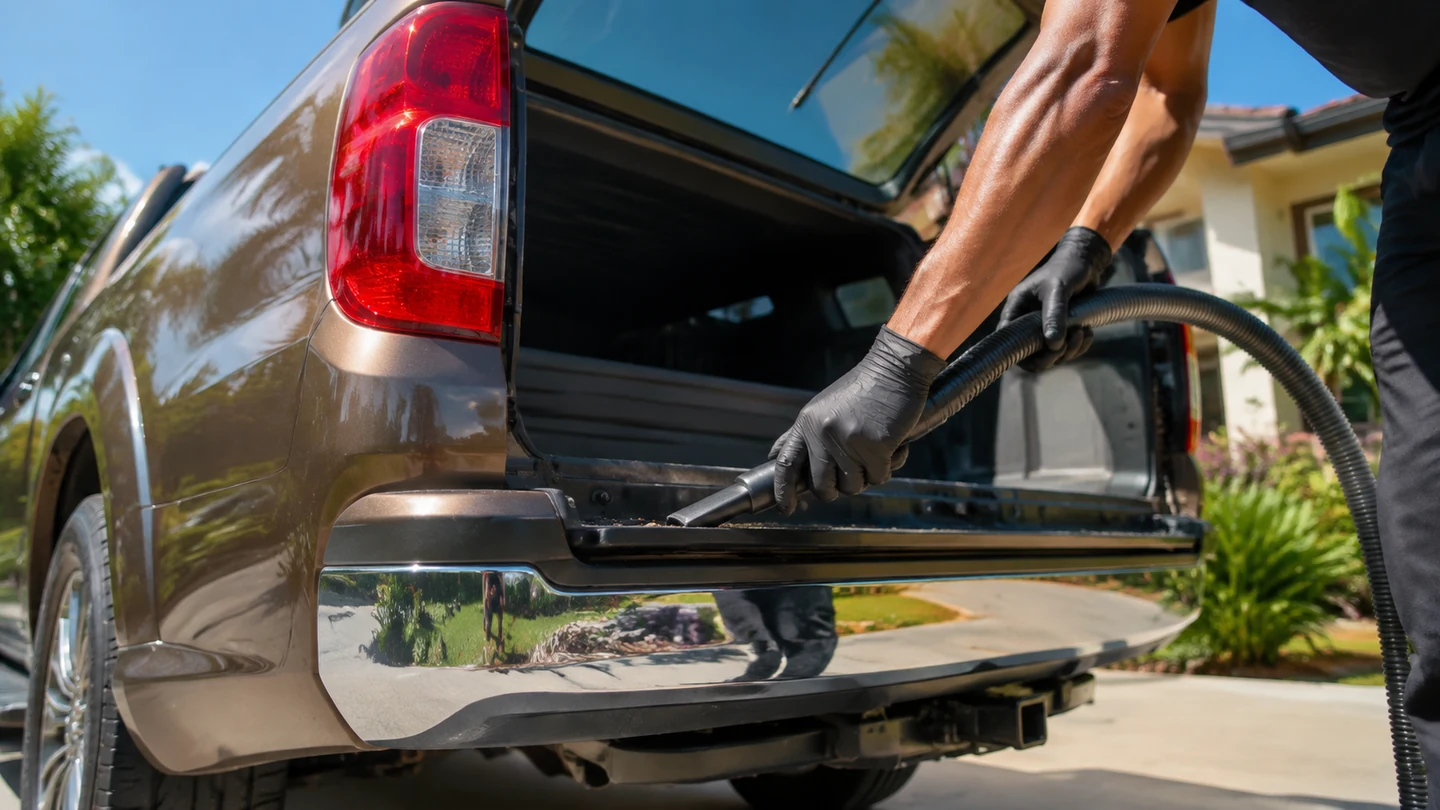 Outdoor mobile vehicle care in bright daylight