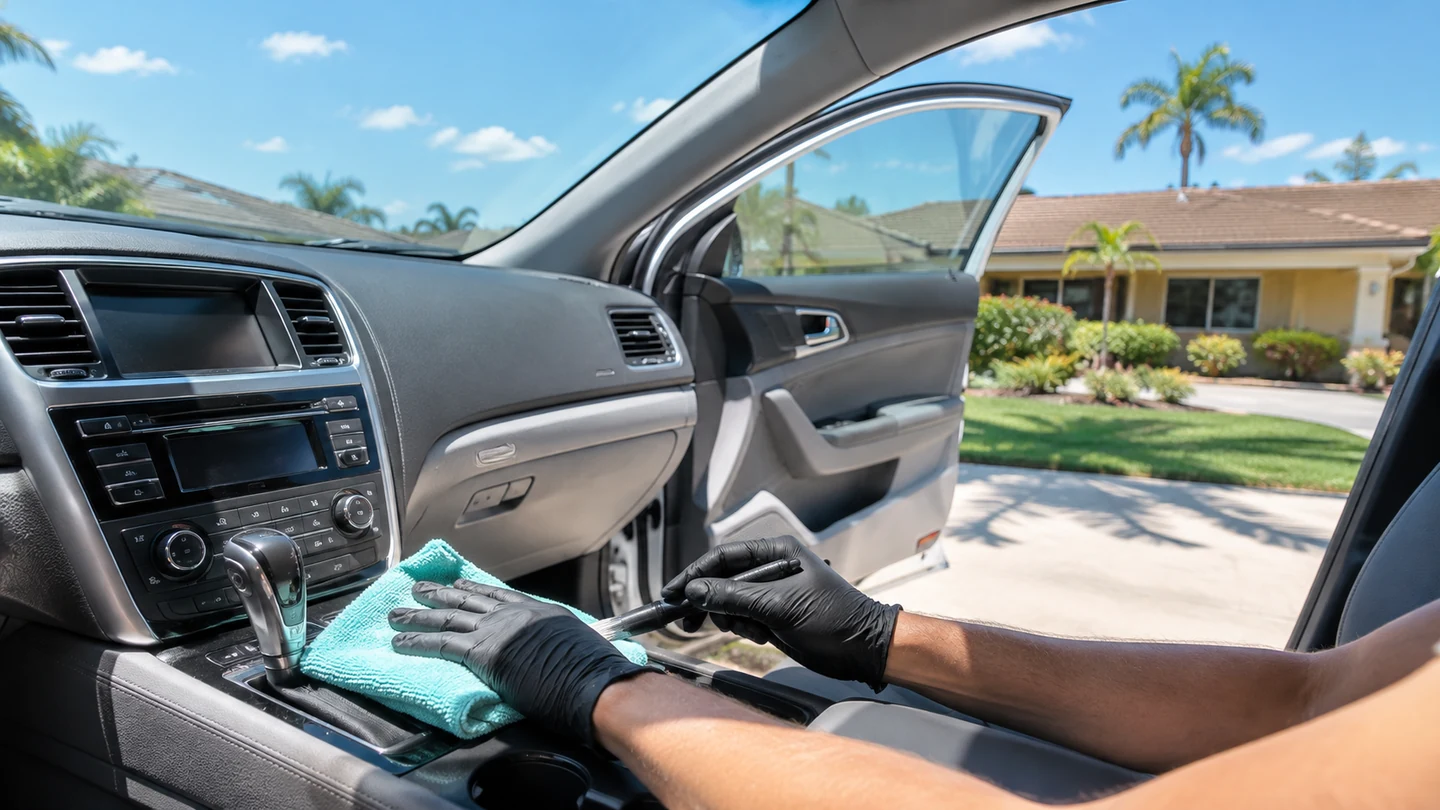 Outdoor mobile vehicle care in bright daylight