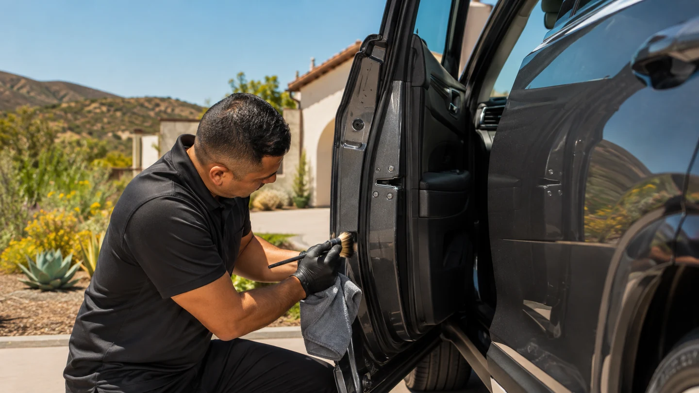 Outdoor mobile vehicle care in bright daylight