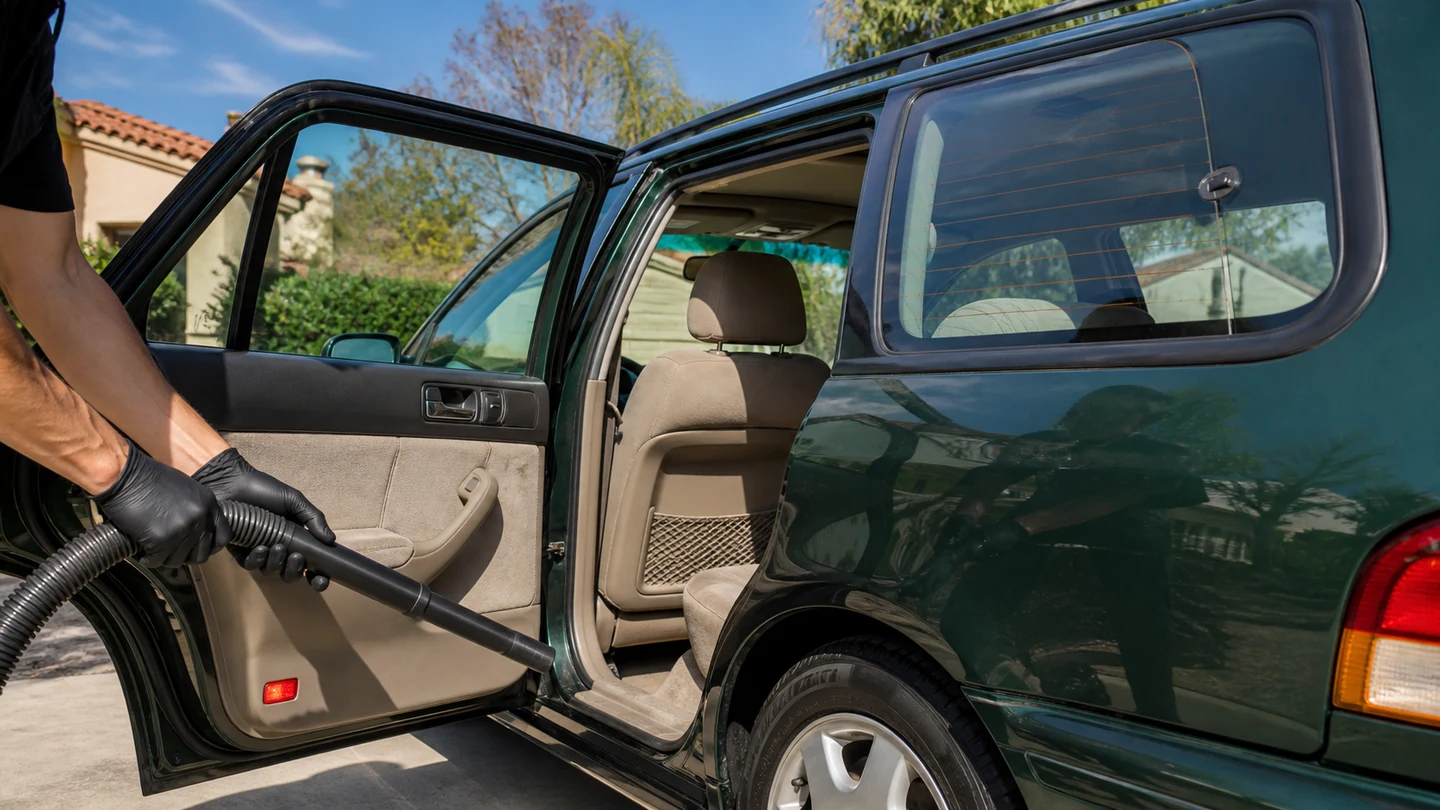 Outdoor mobile vehicle care in bright daylight